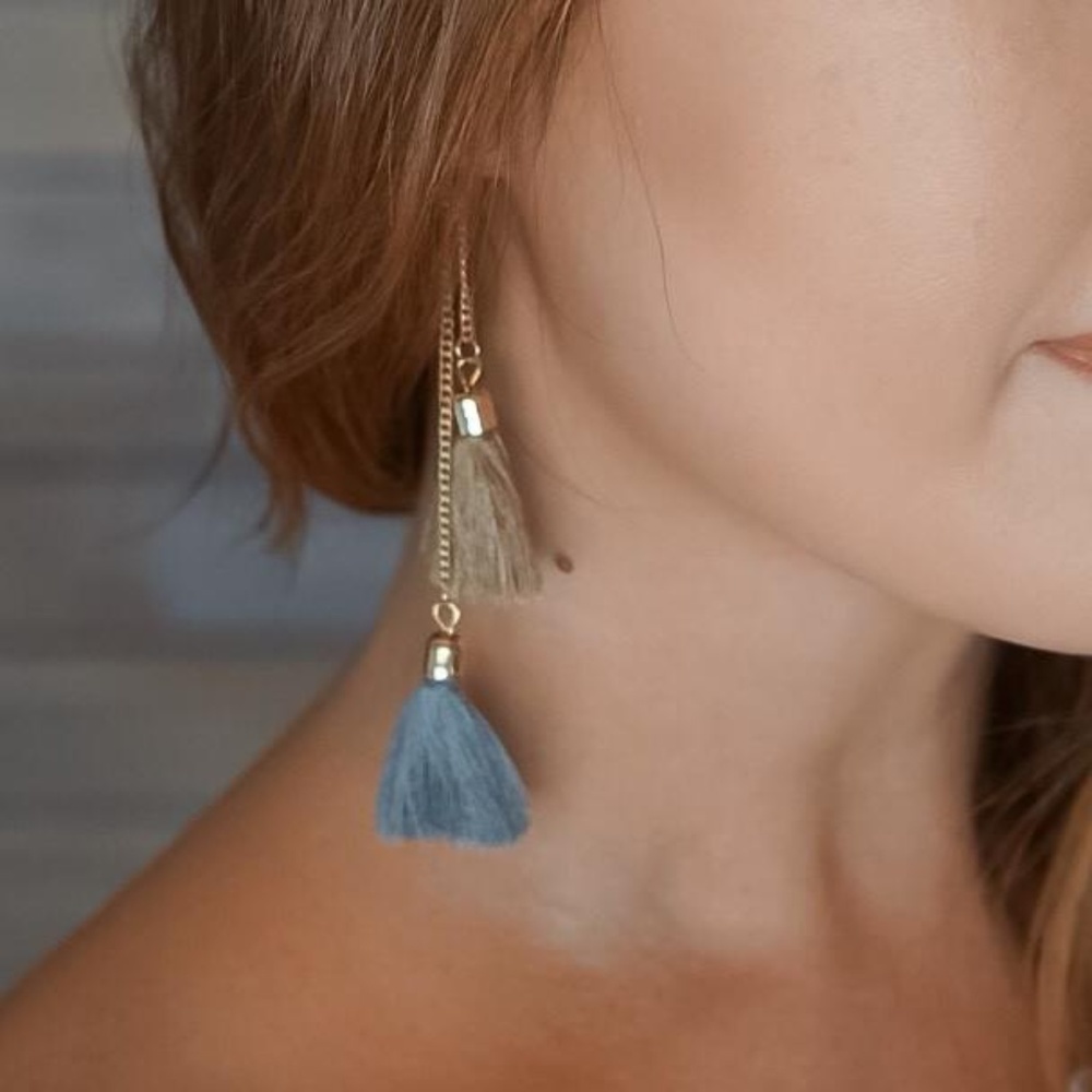 Double Tassel Earrings - Picture 2 of 8